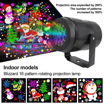 16 Моделей Новогодних рождественских украшений, светодиодный лазерный проектор, проекционная лампа в виде снежинки Лося, Сценическое Внутреннее Наружное освещение