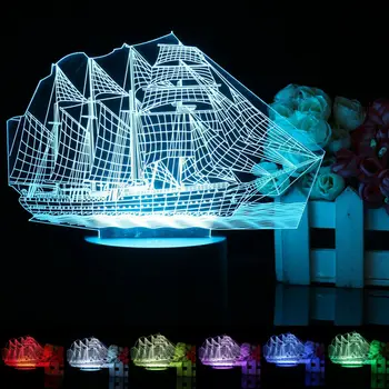 3D светодиодный ночник Акриловый для украшения комнаты Ночной светильник Сенсорный датчик 7 цветов, меняющий настольную ночную лампу на батарейках