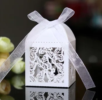 50ШТ изысканная Коробка шоколадных конфет с бабочкой Свадебное мероприятие Вечеринка С лентой Детский душ День Рождения Украшение Свадебной вечеринки