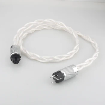 5N OCC монокристаллический аудиоусилитель переменного тока США и ЕС, аудиофильский аудиоусилитель DAC, фильтр Hi-FI, серебряный кабель питания, штекер из углеродного волокна с родиевым покрытием