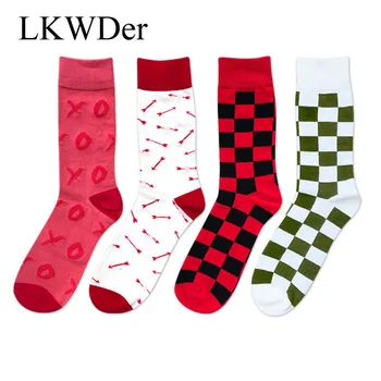 LKWDer, 4 Пары Мужских Носков, Большие Размеры 44,45,46, Длинные Носки Happy Socks, Модные Повседневные Хлопковые Носки Calcetines Hombre Meias Crew