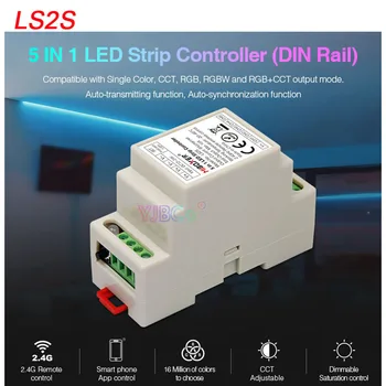 LS2S 5 в 1 DIN-рейке Одноцветный/CCT/RGB/RGBW/RGB + CCT Контроллер светодиодной Ленты Miboxer Лампа Лента Диммер 2,4 G RF Пульт дистанционного Управления/приложение Управление
