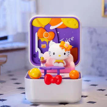 Popmart & Sanrio Hello Kitty Food Town blind box Милые Фигурки Аниме Игрушки Каваи Настольная Кукла-сюрприз Подарок на День Рождения для Девочки