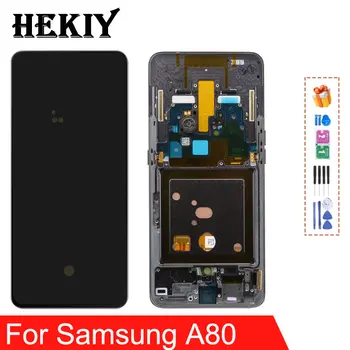 Super AMOLED A80 Экран дисплея с отпечатками пальцев, для Samsung Galaxy A80 A805 A805F A8050 ЖК-дисплей с цифровым сенсорным экраном