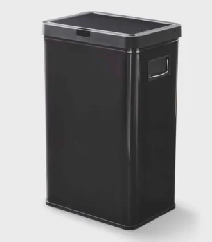 Бесконтактное кухонное мусорное ведро из нержавеющей стали объемом 13,7 галлона, Черное мусорное ведро, Кухонное мусорное ведро