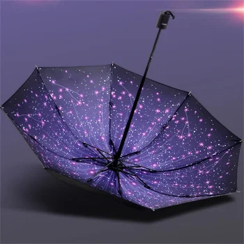Виниловый зонт от дождя и блеска, защита от ультрафиолета, обратный дизайн, трехстворчатый портативный дорожный складной зонт, полуавтоматический зонт