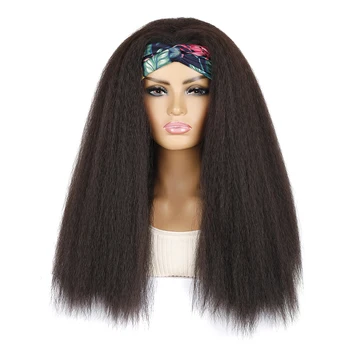 Длинная Прямая повязка на голову цвета Яки, Искусственные парики из волос Для чернокожих женщин, афроамериканок, натуральный черный афро парик