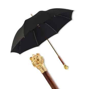 Зонт с головой Зодиака, черные зонты с длинной ручкой, металлический резной зонт с головой животного, классические черные однотонные зонты в стиле ретро