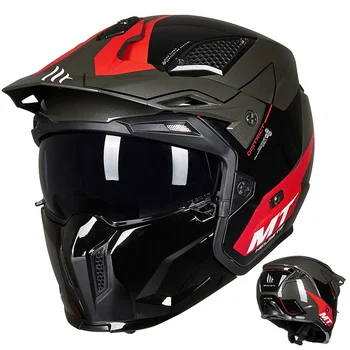 Испанский мотоциклетный шлем MT Streetfight в стиле Ретро Street Fighter, комбинированный шлем Four Seasons, Съемный полнолицевой шлем
