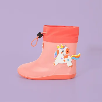 Классические непромокаемые детские ботинки для малышей, Резиновые сапоги для детей, водонепроницаемая обувь для мальчиков с 3D мультфильмами