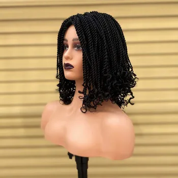 Короткие плетеные парики для чернокожих женщин, связанные крючком волосы, плетеный парик-боб, Африканское синтетическое плетение волос, парик-боб для наращивания волос