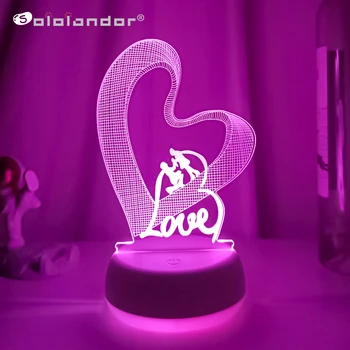 Красочный светодиодный настольный ночник, Уникальный свадебный подарок, ночник для украшения дома, USB-батарея, 3d Иллюзионная лампа, Свадебный сувенир
