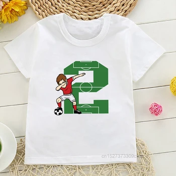 Новые футболки с зелеными номерами для мальчиков на день рождения от 1 до 10 лет, одежда с короткими рукавами и графическим принтом 