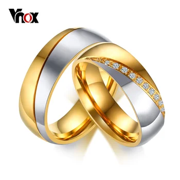 Обручальные кольца Vnox Темперамент Для женщин И Мужчин, фианиты, Обручальное кольцо из нержавеющей стали, Персонализированный подарок на Годовщину, ювелирные изделия