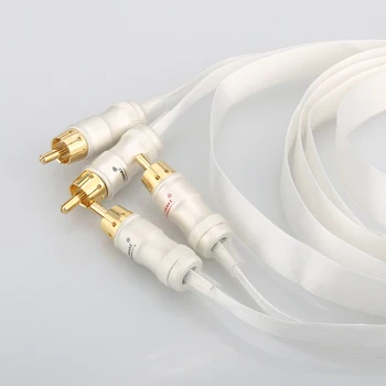 Посеребренный кабель Hifi Синий белый Heven king snake Позолоченный соединительный кабель RCA