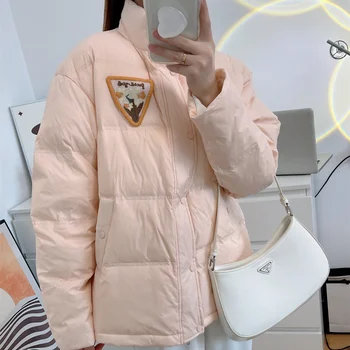 Пуховая женская короткая новая зимняя корейская версия, свободная маленькая толстая куртка с подкладкой из белого утиного пуха, хлебное пальто