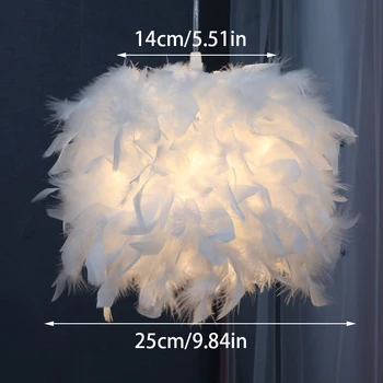 Сказочный современный подвесной абажур из перьев E27, держатель лампы, подвесной светильник, потолочные светильники из гусиных перьев, покрывающие спальню, столовую
