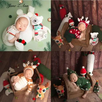 Студия детской фотографии, тематическая одежда для новорожденных, Рождественская мода, реквизит для детской съемки