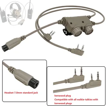 Тактические наушники с двойной связью RAC Ptt Kenwood Plug для Baofeng UV5R для TAC-SKY PELTOR COMTAC Airsoft Shooting Headset
