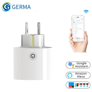 Умная розетка GERMA Wi-Fi, штепсельная вилка стандарта ЕС, монитор мощности, функция синхронизации, пульт дистанционного управления с Alexa и Google Home
