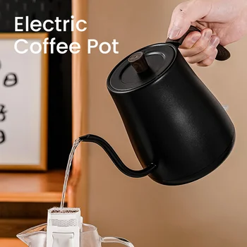 Электрический чайник, чайник для кофе мощностью 1000 Вт 800 Мл, Электрический Нагревательный чайник, кофейник с лебединой шеей, 90 Вертикальный поток воды, носик 6,6 мм