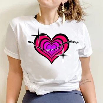 Эстетическая футболка с принтом сердца, женская футболка с комиксами, женская дизайнерская графическая одежда